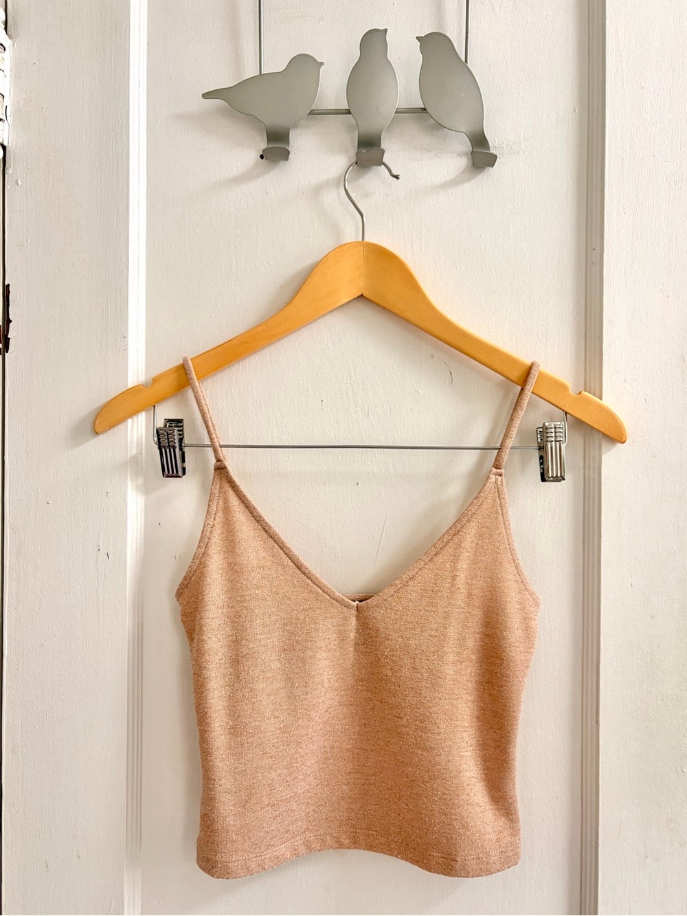 Forever 21 Rose Gold Shimmer V-Neck Top